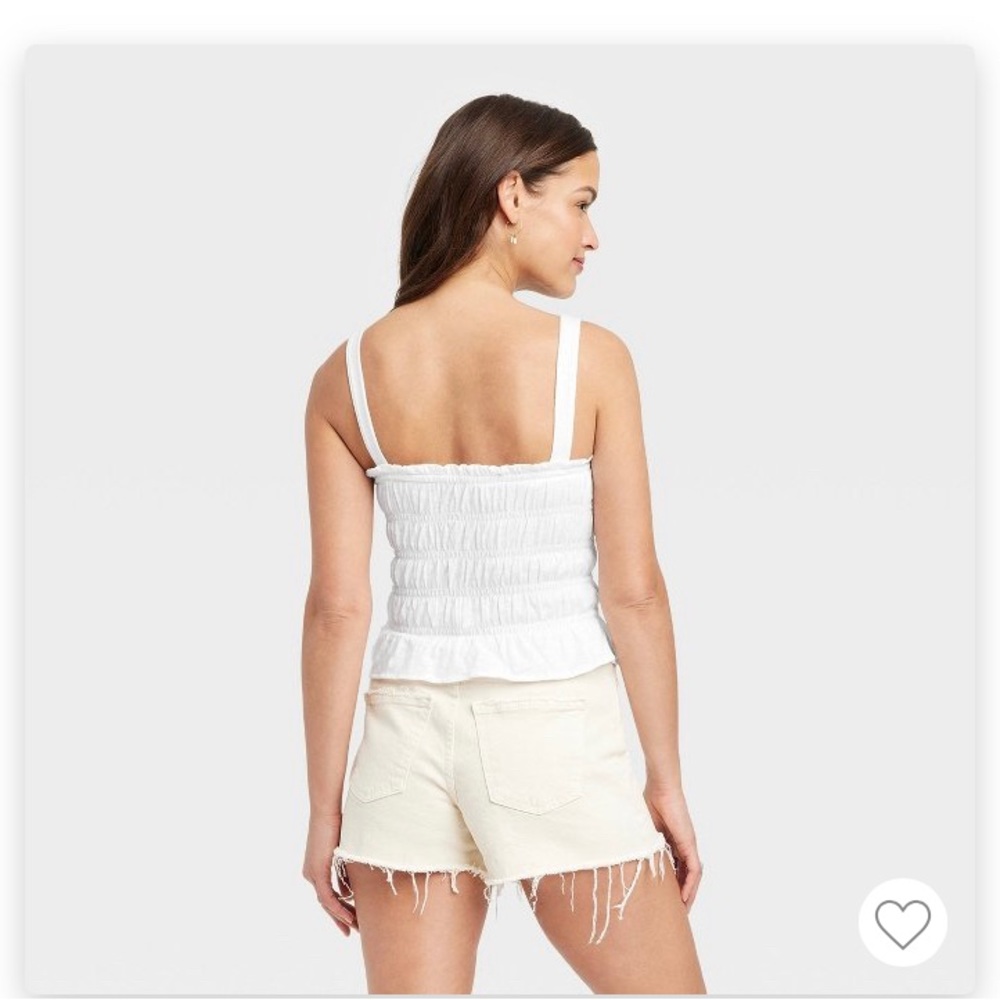 Universal Threads Target ruched white cotton tank top stretchy comfortable - Picture 2 of 7